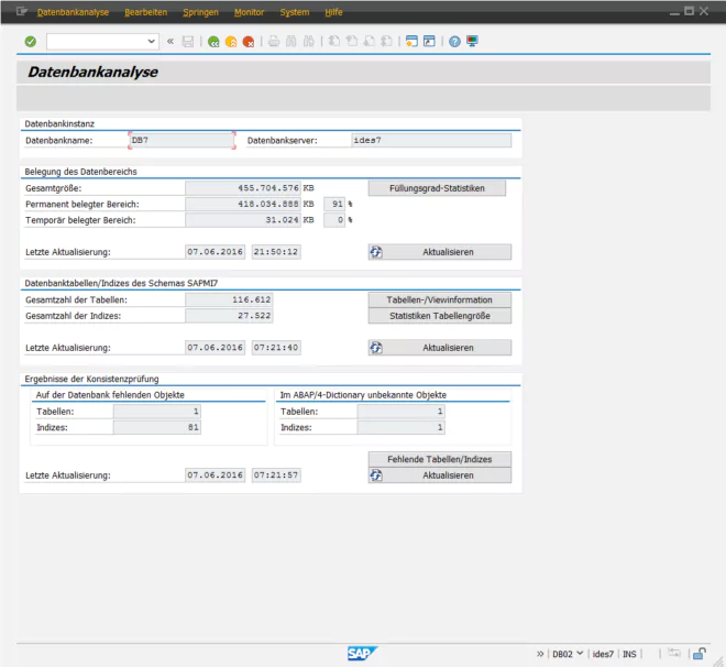 SAP Datenarchivierung - Datenbankanalyse