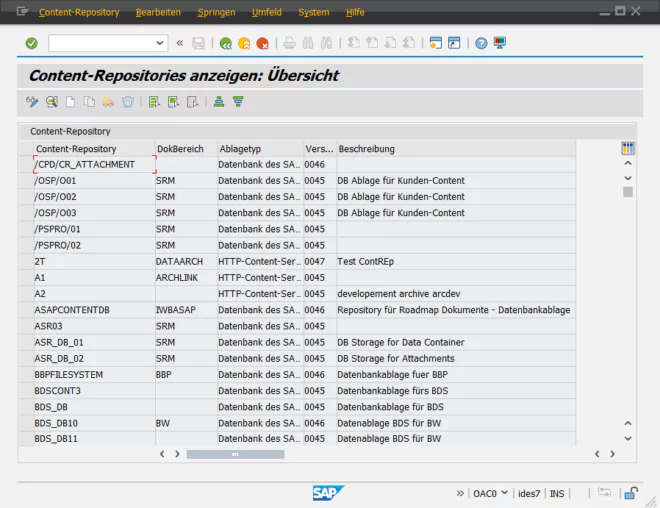 SAP Datenarchivierung - Transaktion OAC0