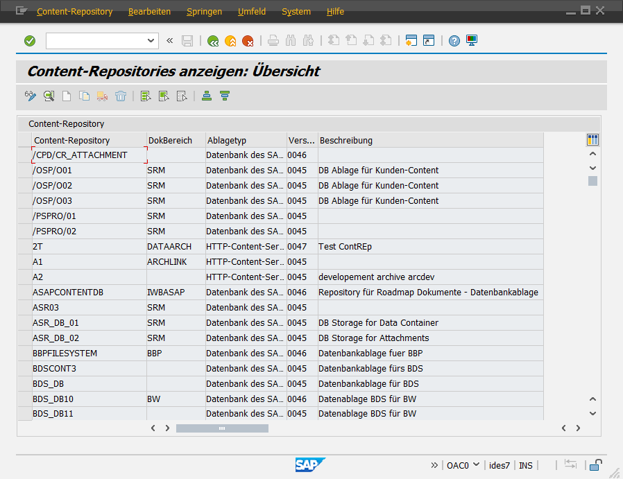 SAP Datenarchivierung - Transaktion OAC0