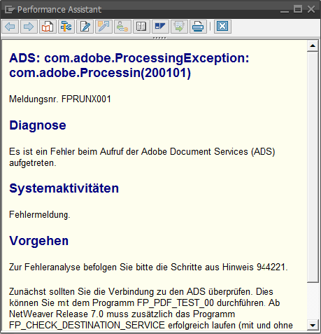 ADS-Fehleranalyse - beispielhafter Fehler