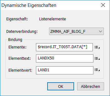 Dynamische Datenbindung anlegen