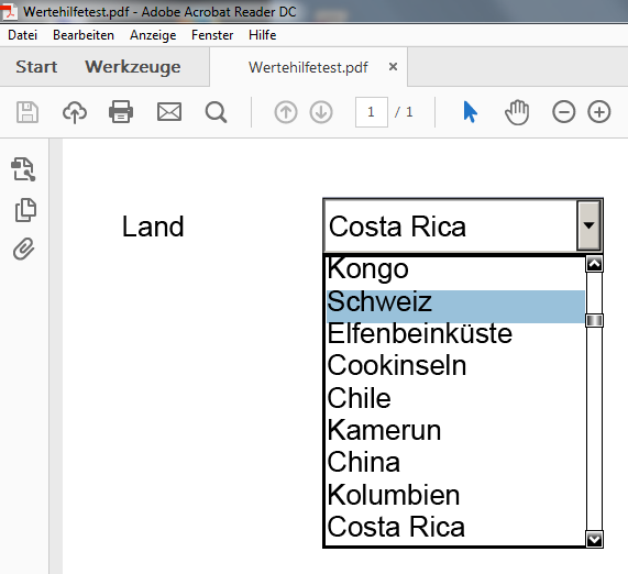Wertehilfen in Adobe Forms