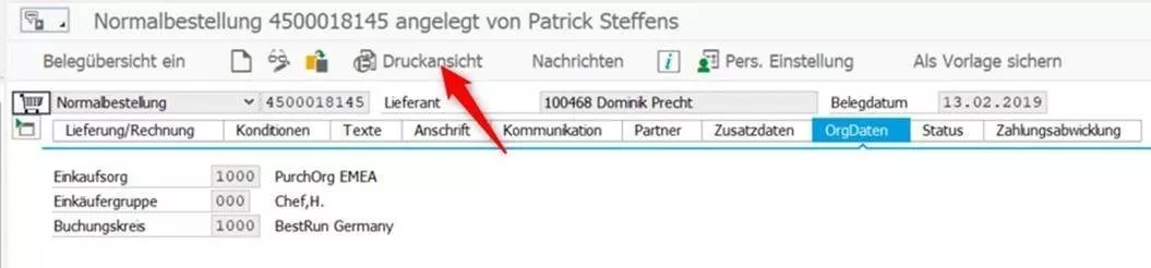 SAP Bestellung