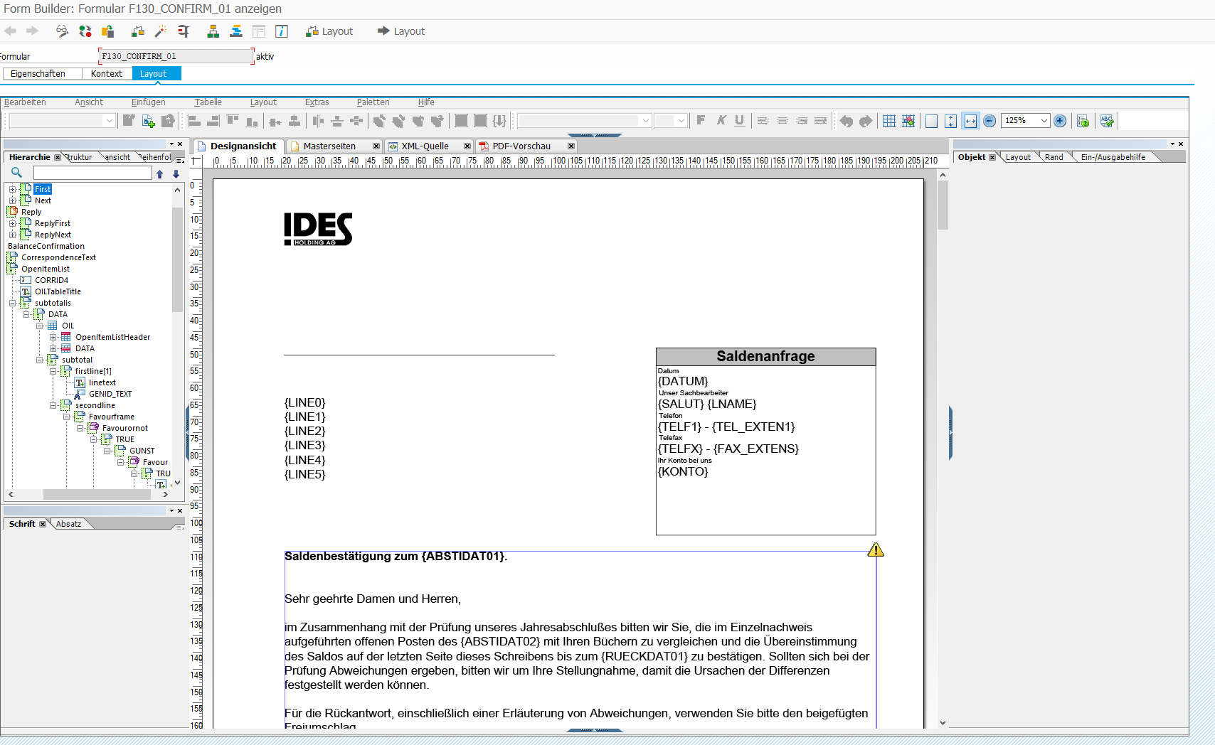 Saldenbestätigung auf Adobe Forms umstellen
