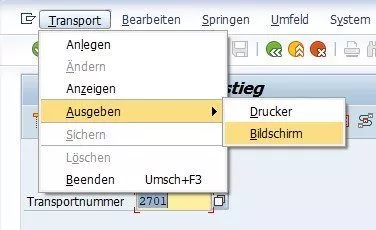 Drop-Down Menü Transport
