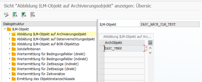 Transaktion IRM_CUST - ILM-Objekt zu Archivierungsobjekt zuordnen