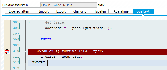 Abb. 10 - Breakpoint am Ende von 'FPCOMP_CREATE_PDX'
