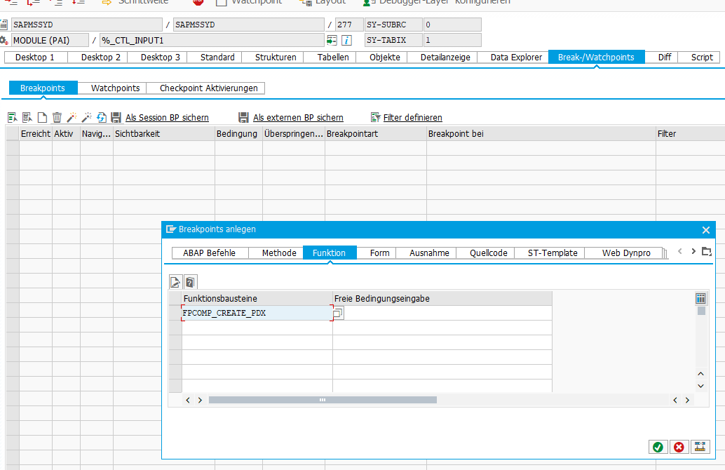 Abb. 13 - Breakpoint im Debugger anlegen