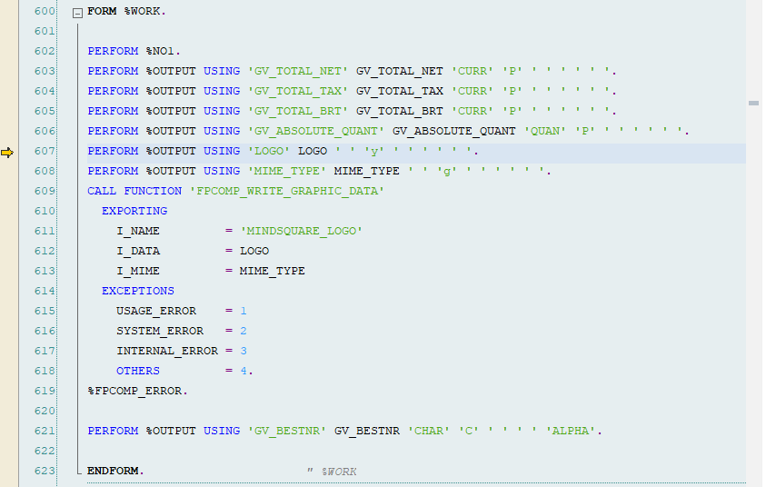 Abb. 2 - Verarbeitung der Formularfelder in PERFORM %WORK