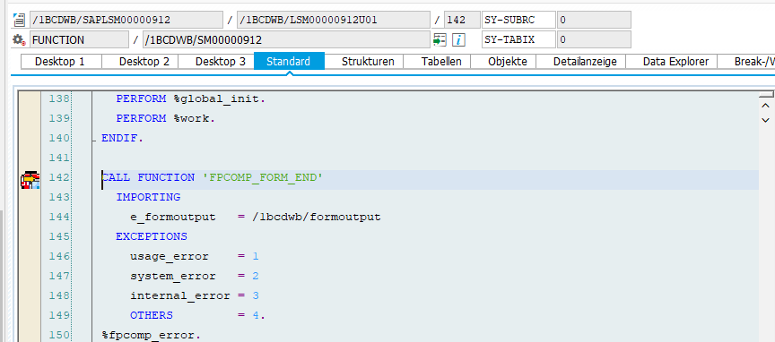 Abb. 3 - Aufruf von 'FPCOMP_FORM_END' in der Formularschnittstelle