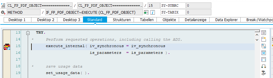 Abb. 9 - Breakpoint bei Aufruf der execute_internal-Methode setzen