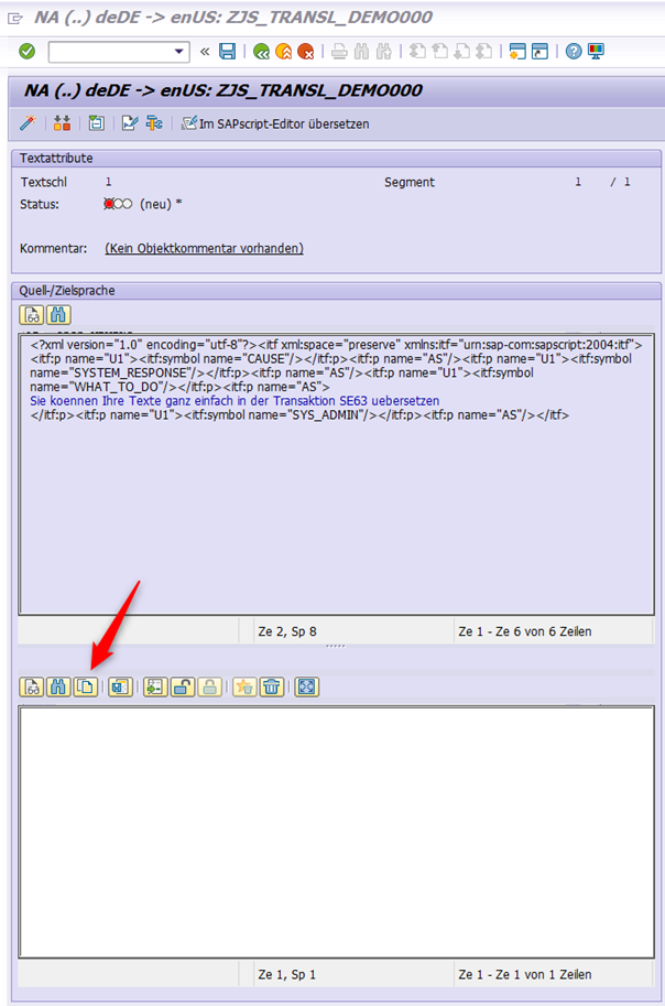 Abb. 9: Quelltext in den Zieltext übernehmen 