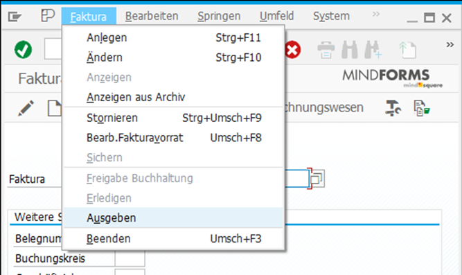  Abbildung 5: Faktura: Ausgeben